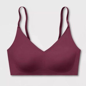 True & Co. Dark Red Purple Fig Adjustable Strap Wireless Smoothing Triangle Bra